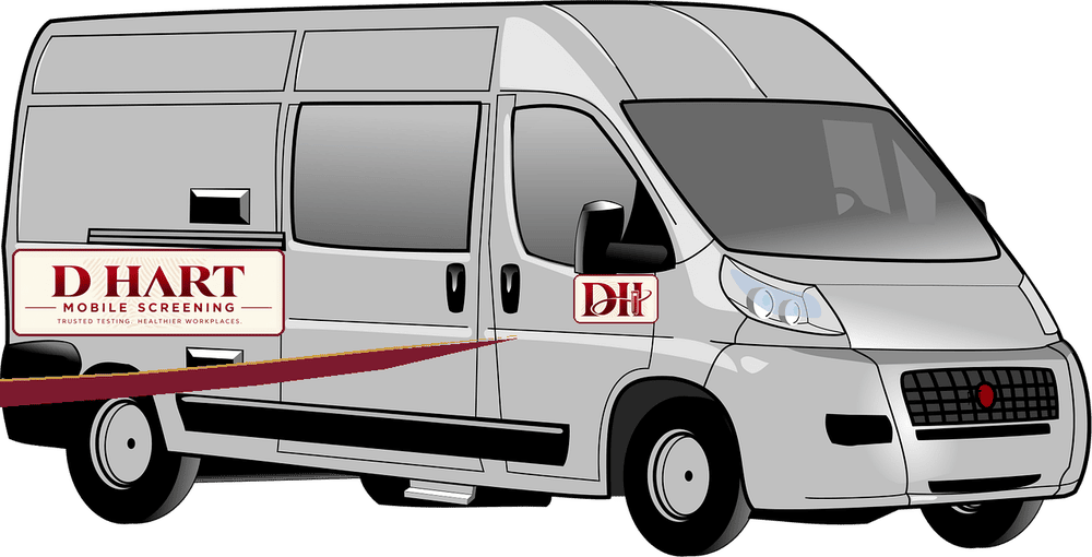 D Hart Mobile Screening van with logo signage